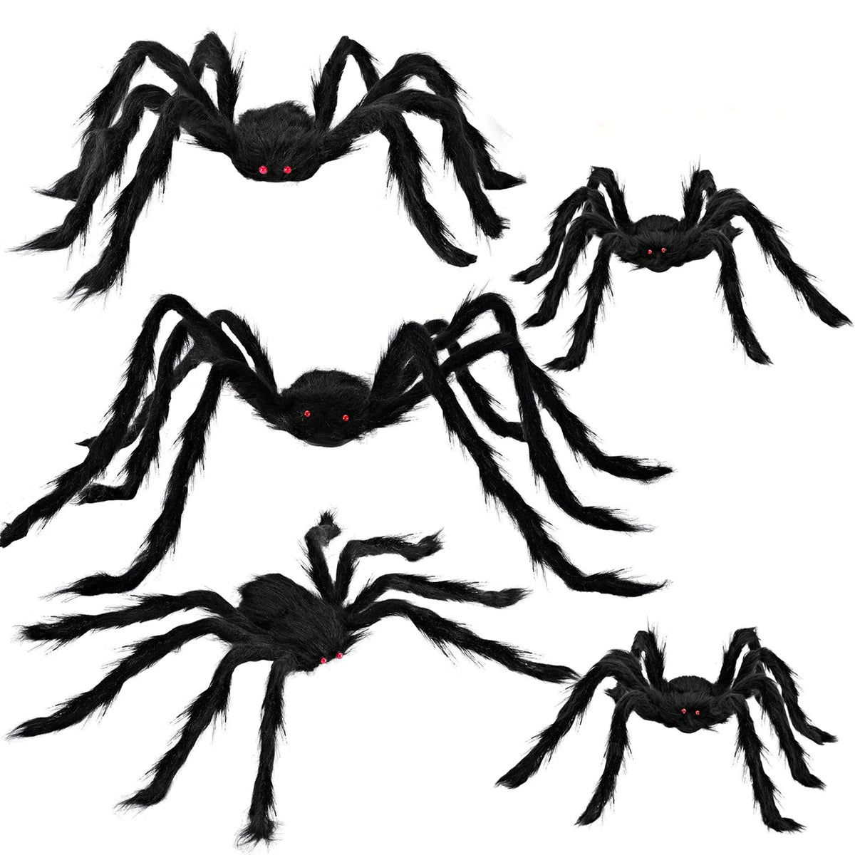 Realistic Hairy Spiders for Halloween (5-Pack)