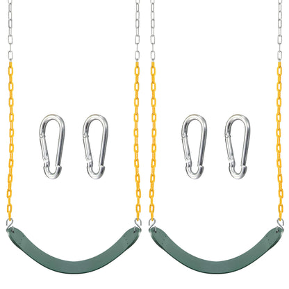TURFEE Green Swing Seats with 66-Inch Chain, 2-Pack