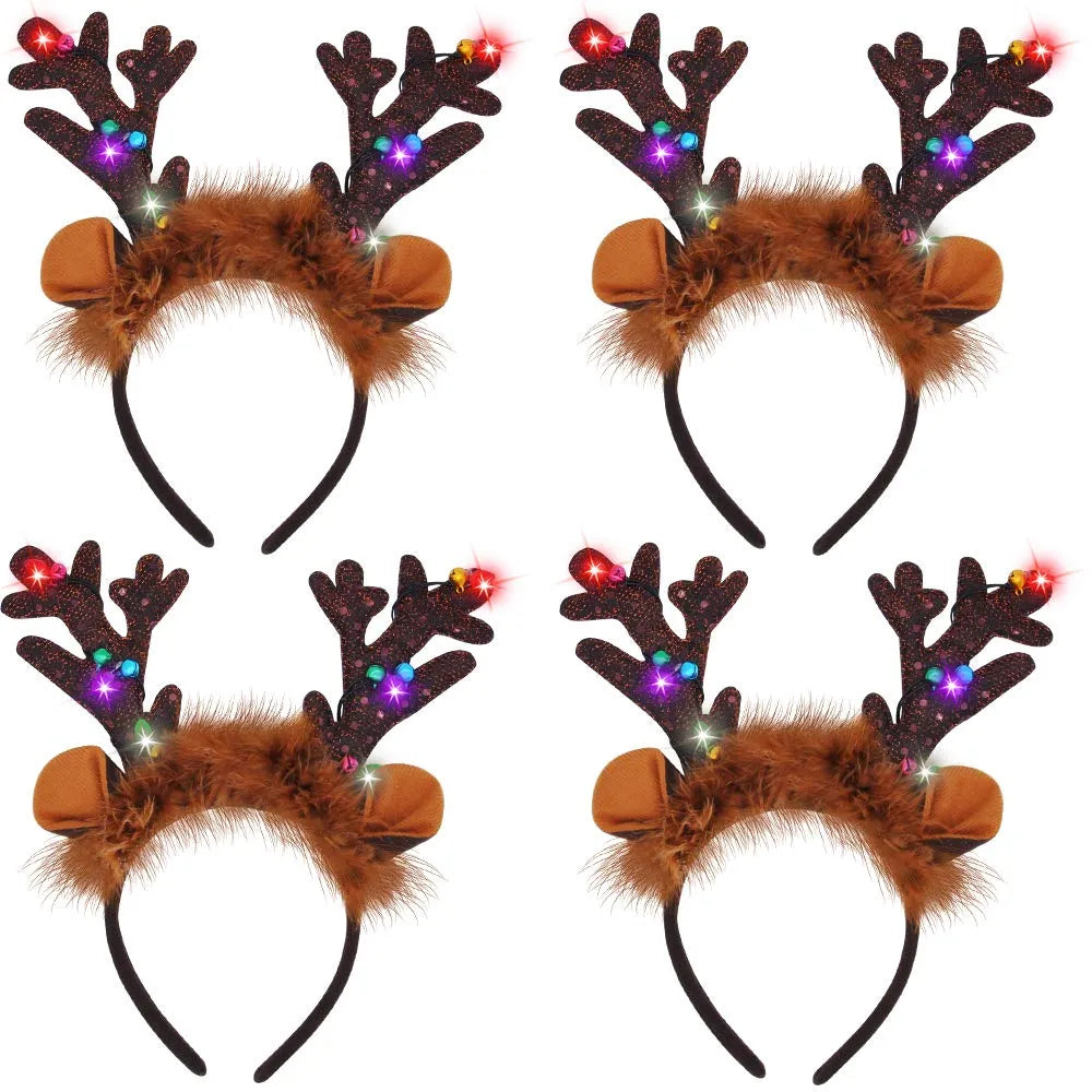 Christmas Light-Up Reindeer Headband (4 Pack)