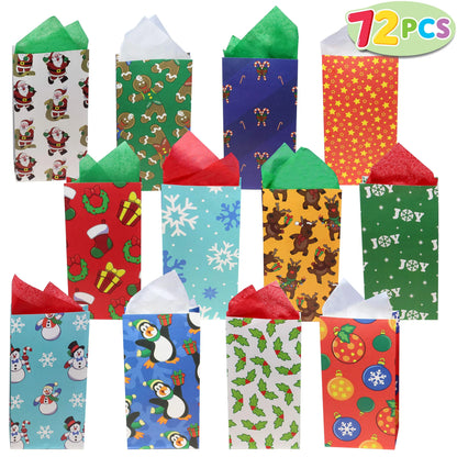 9.75-Inch Holiday Goody Bags (72-Pack)