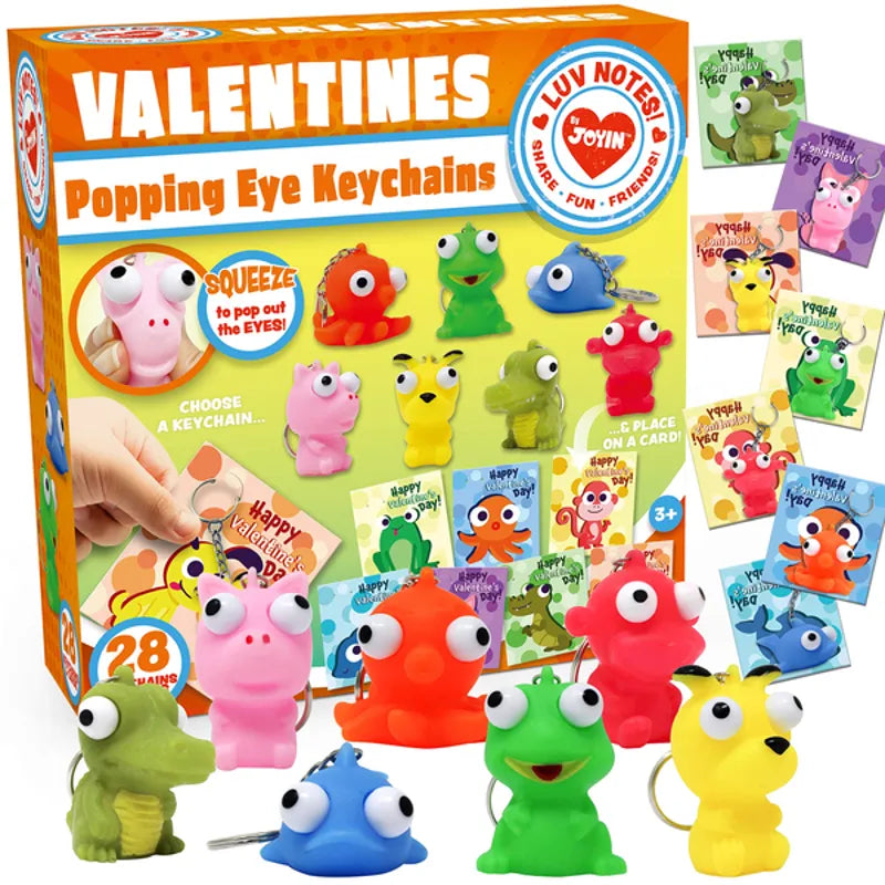 28 Light-Up Spinning Tops with Valentine's Exchange Cards for Kids