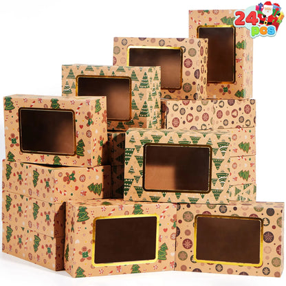 Christmas Foil Cookie Kraft Pattern Gift Box (24 Pcs)