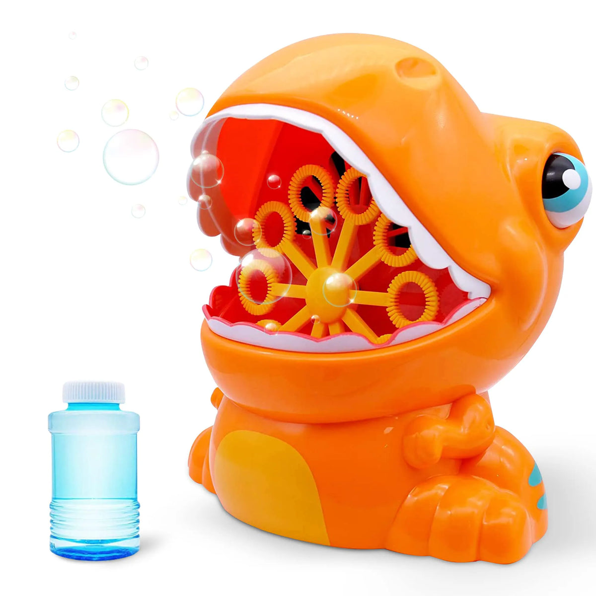 SLOOSH Orange Dinosaur Bubble Machine