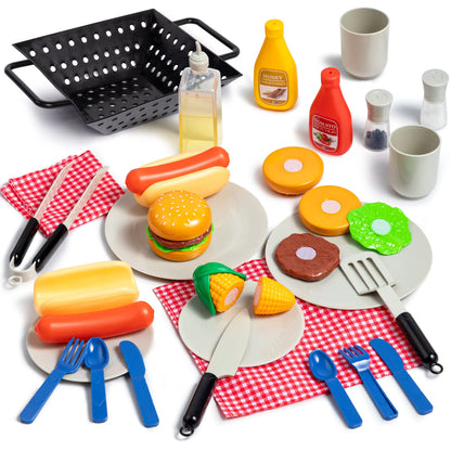 PLAY-ACT Barbecue Food & Accessories Toy Set, 27 Pieces