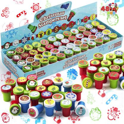 1.5-Inch Christmas Stamps Assortment, 50 Pieces