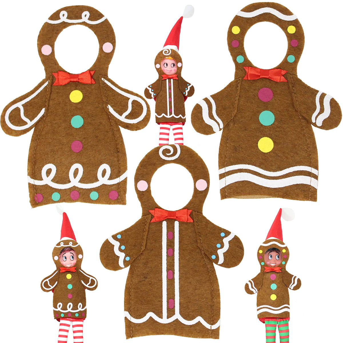 Joyin Santa Gingerbread Outfit Set for Elf Dolls, 3 Pack