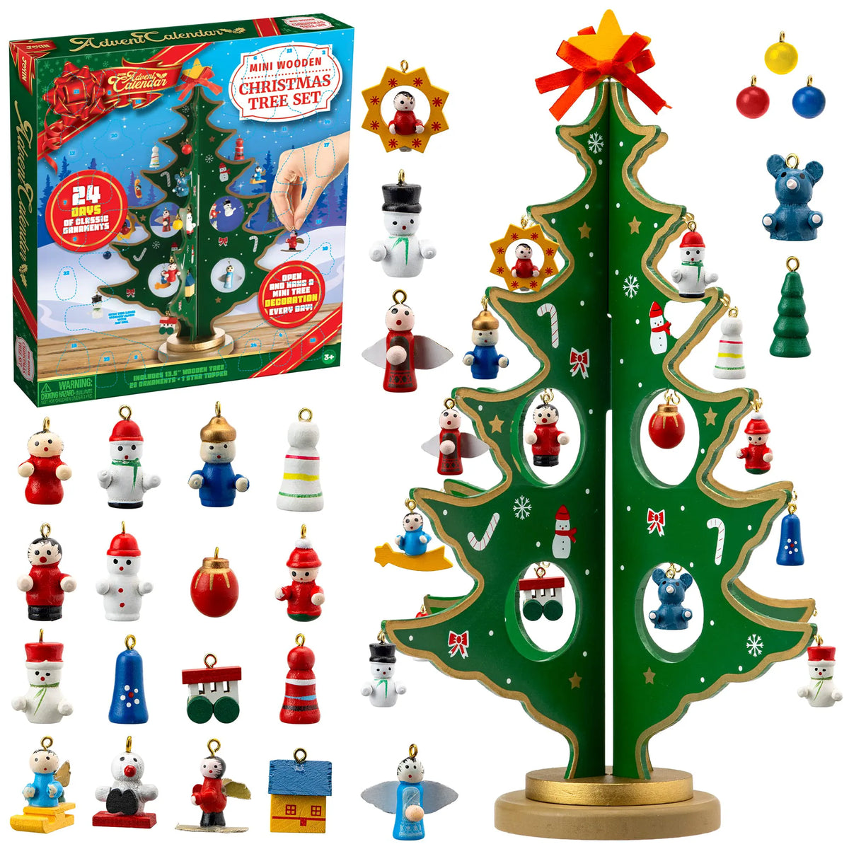 Wooden Tabletop Christmas Tree Advent Calendar