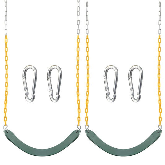 TURFEE Green Swing Seats with 66-Inch Chain, 2-Pack