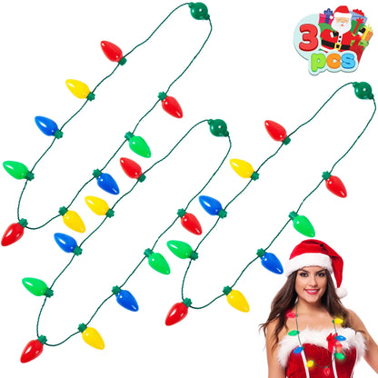 3-Pack Christmas Necklace with 9 Light Bulbs