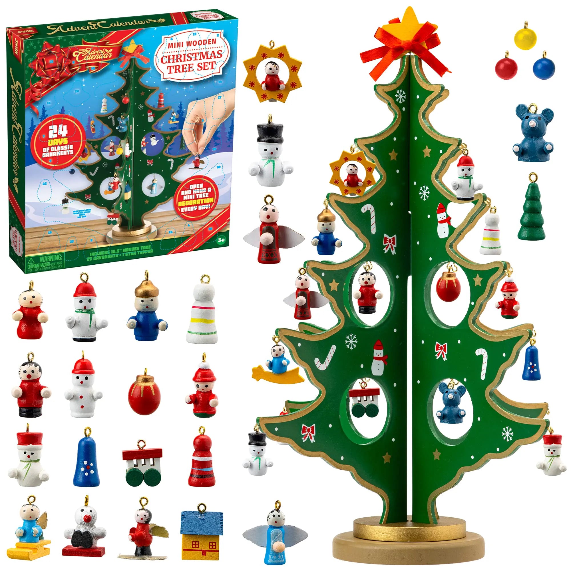 Wooden Tabletop Christmas Tree Advent Calendar