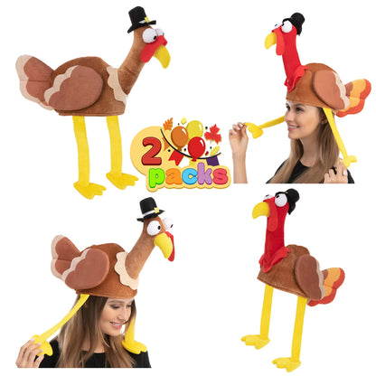 2-Pack Turkey Gobbler Hats for Thanksgiving