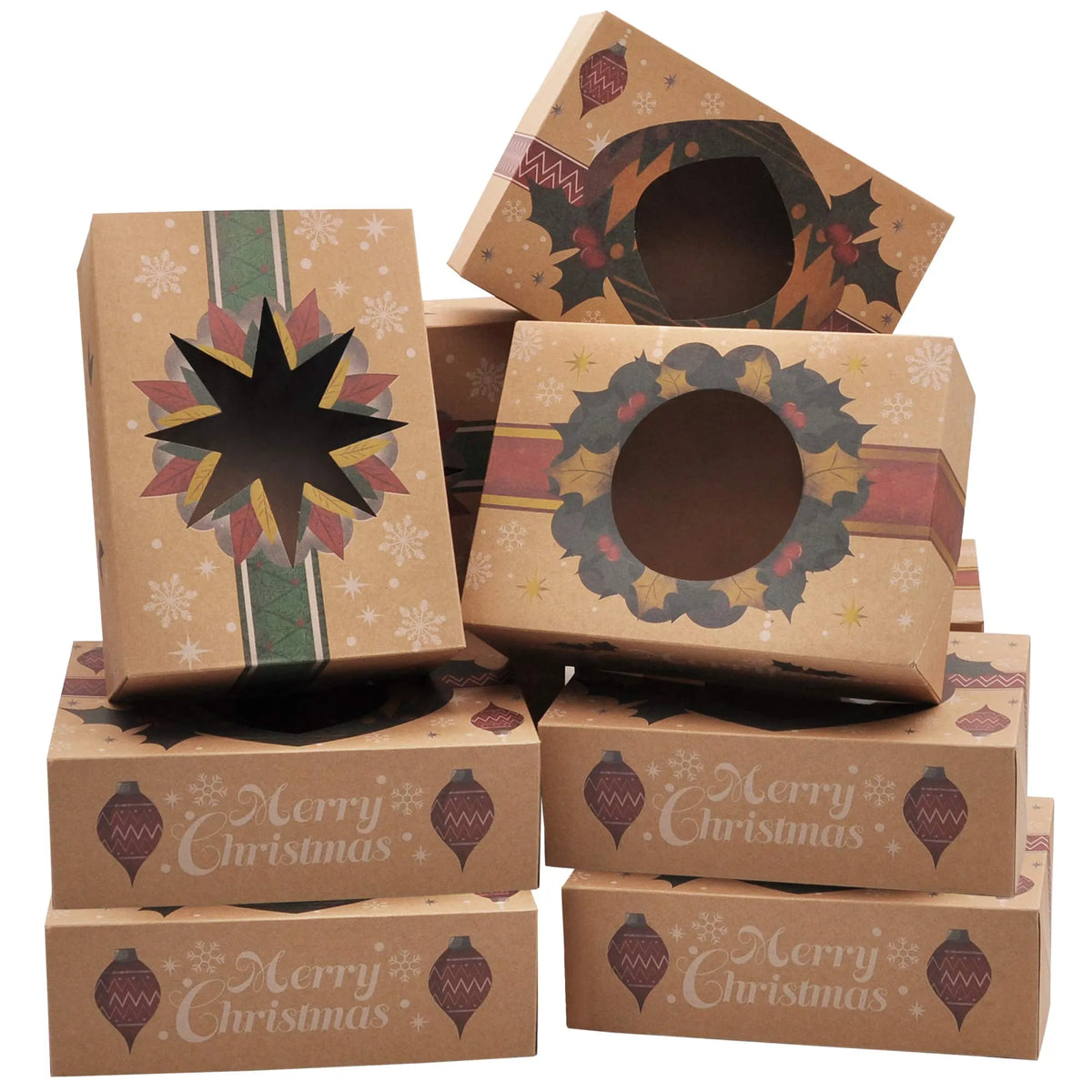 Kraft Christmas Cookie Boxes with Window, 24 Count