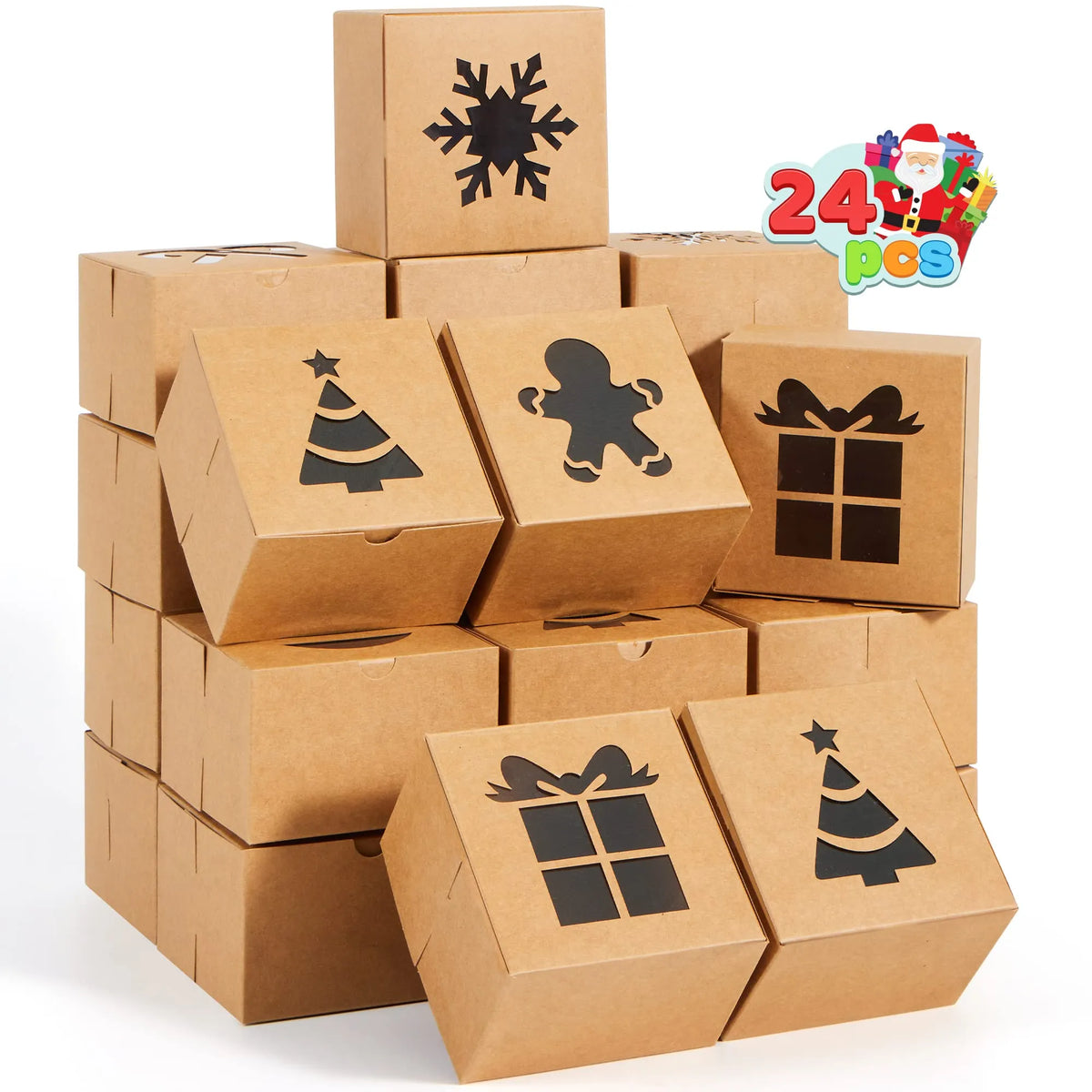 24 Kraft Cardboard Bakery Cookie Boxes