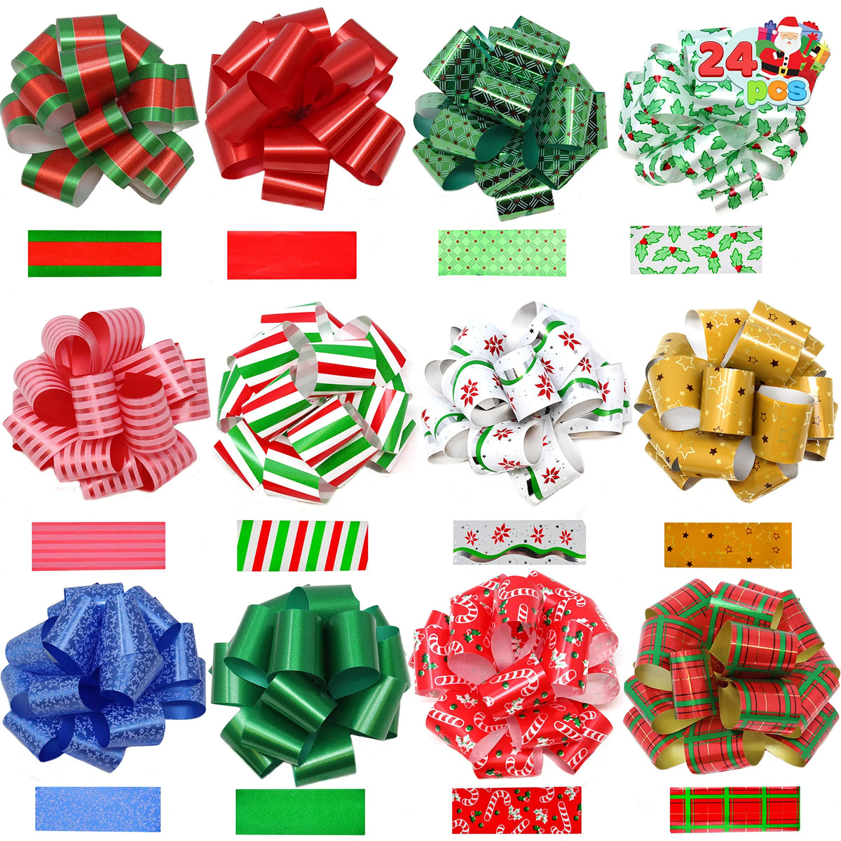 4.7-Inch Christmas Bows for Gift Wrapping, 24 Pack