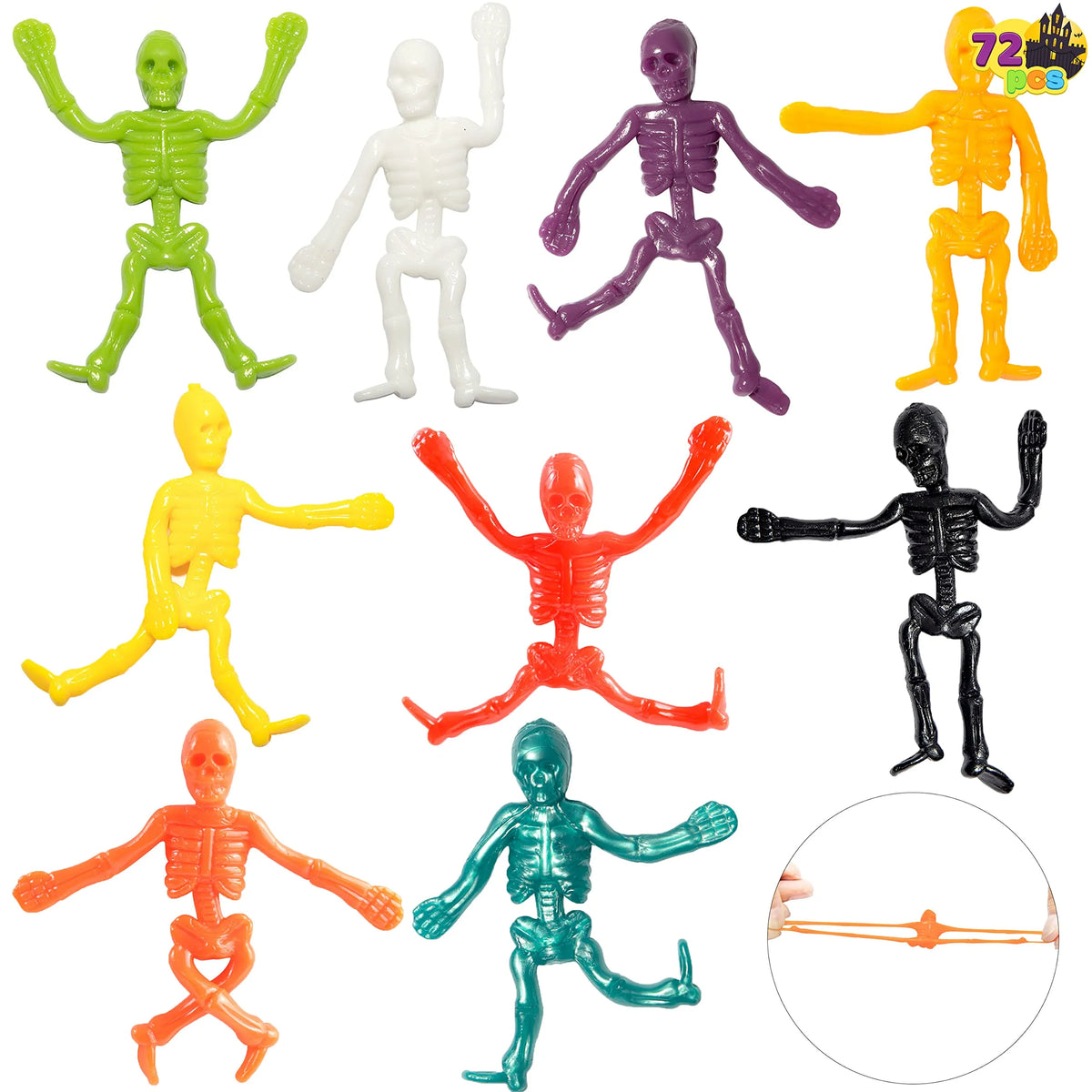 72 Pcs Halloween Stretchy Skeleton Toys