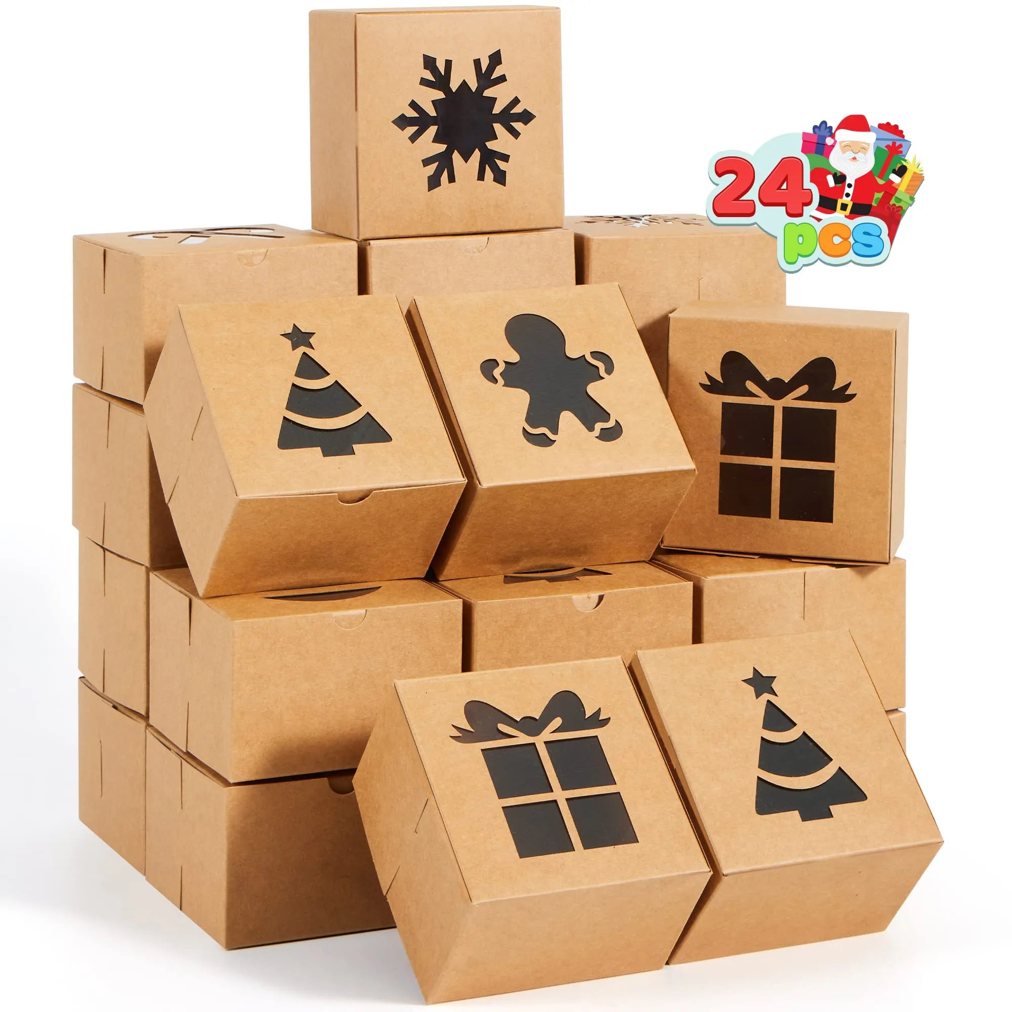 24 Kraft Cardboard Bakery Cookie Boxes