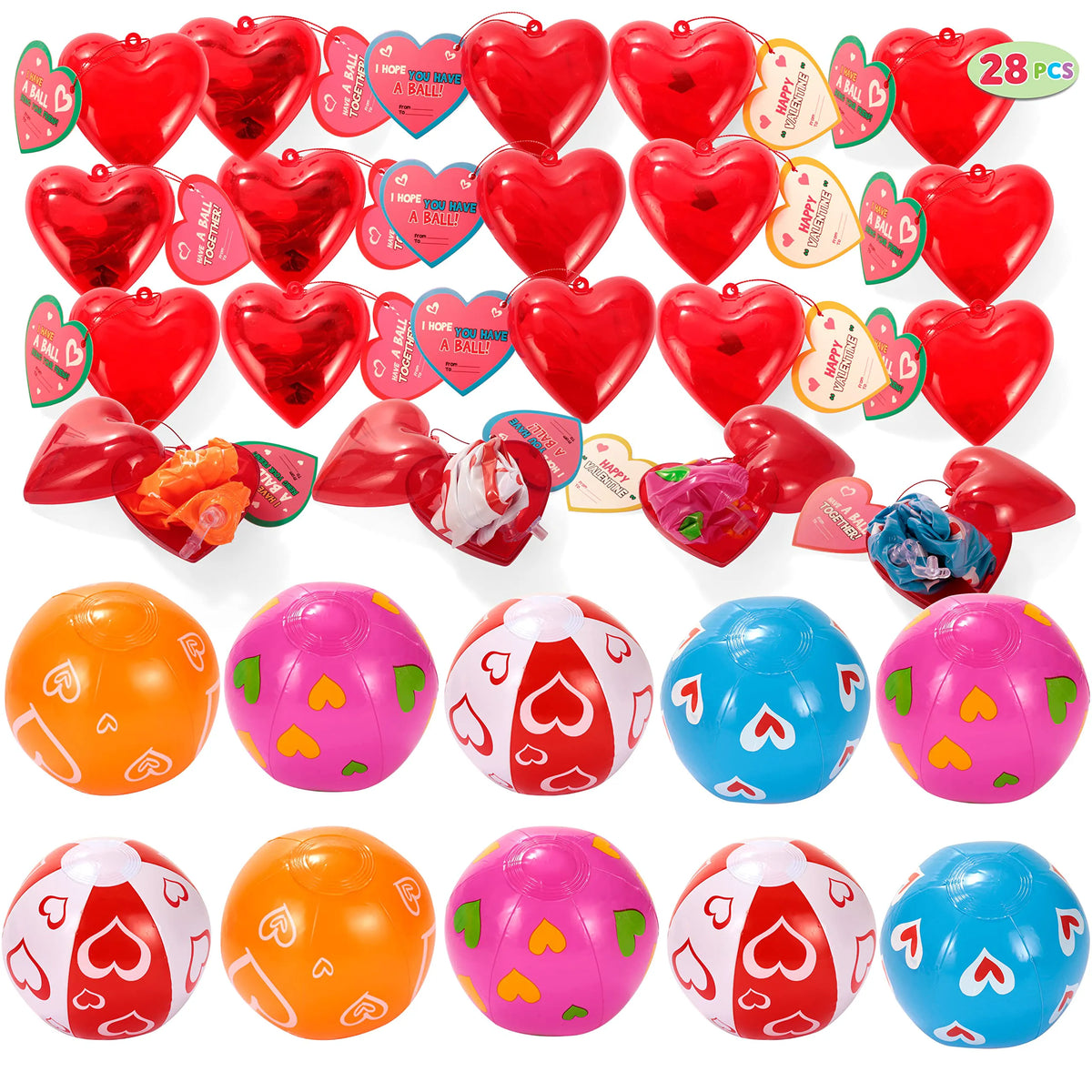 Valentine's Day Beach Balls, 28 Pack