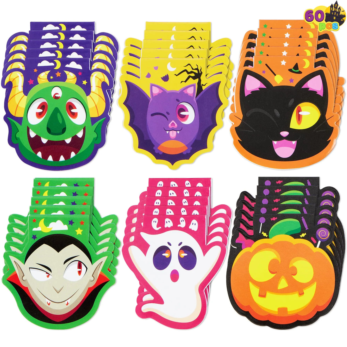 Halloween Spooky Characters Mini Notepad Set - 60 Pack