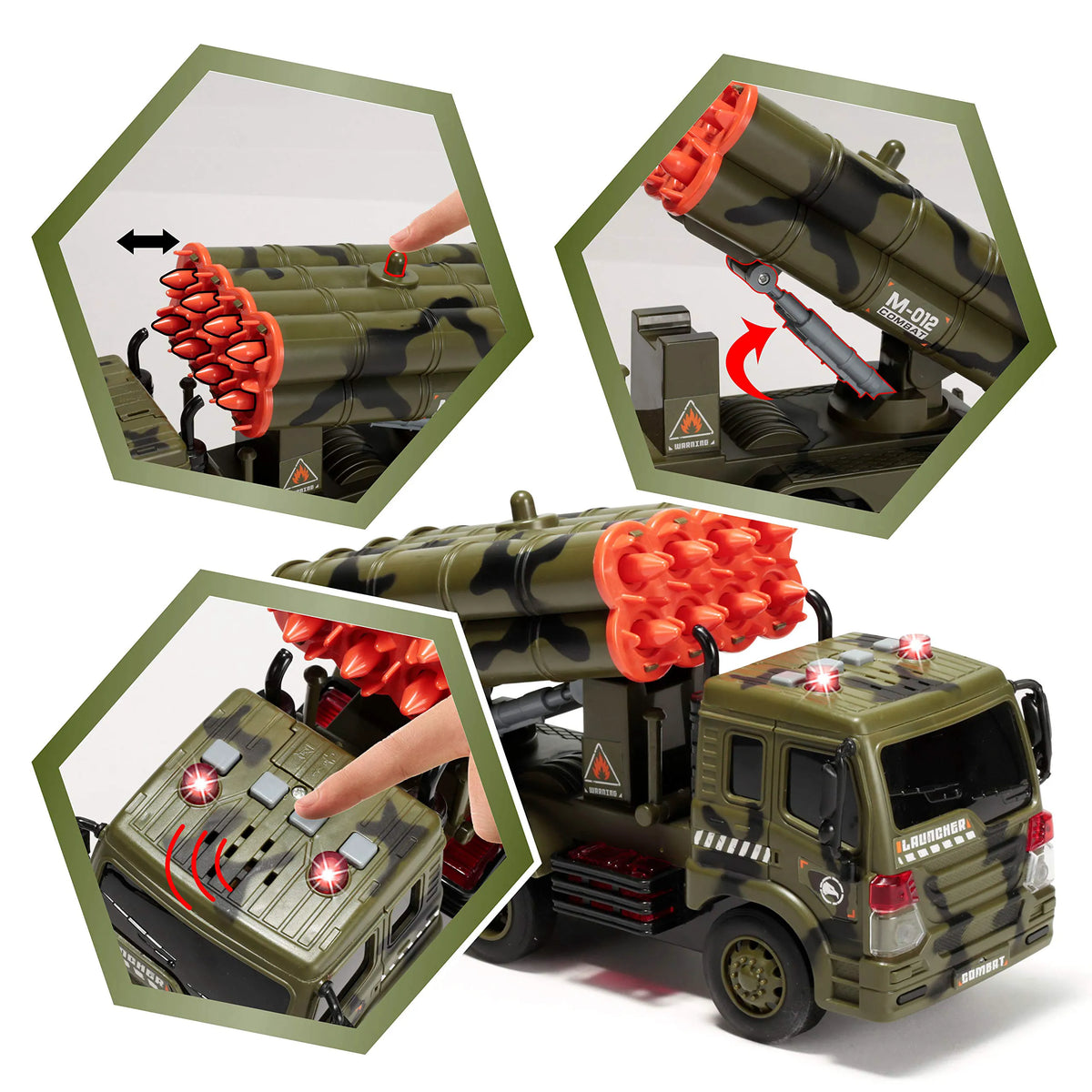 3-in-1 Friction-Powered Siren Military Vehicle Toy