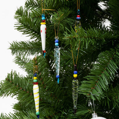 12 Glass Icicle Ornaments