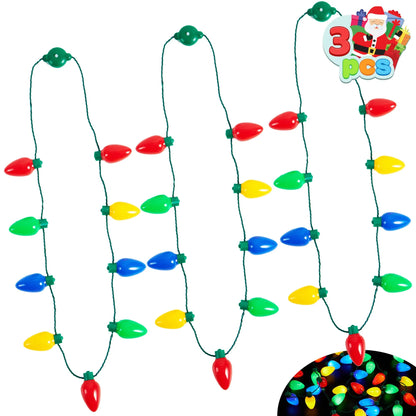 3-Pack Christmas Necklace with 9 Light Bulbs