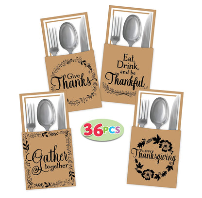 Thanksgiving Turkey Cutlery Holder, 36-Piece Set