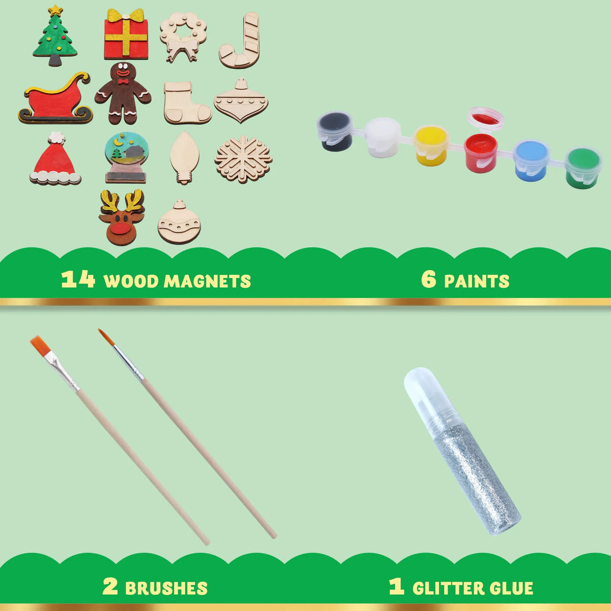 Christmas Wooden Magnet Painting Kit - Creative Arts & Crafts