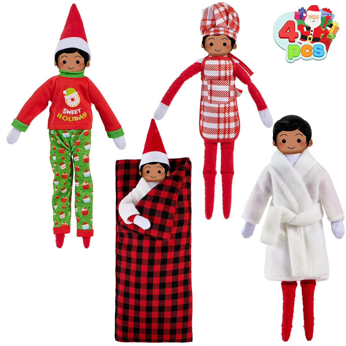 4-Pack Christmas Elf Doll Accessories