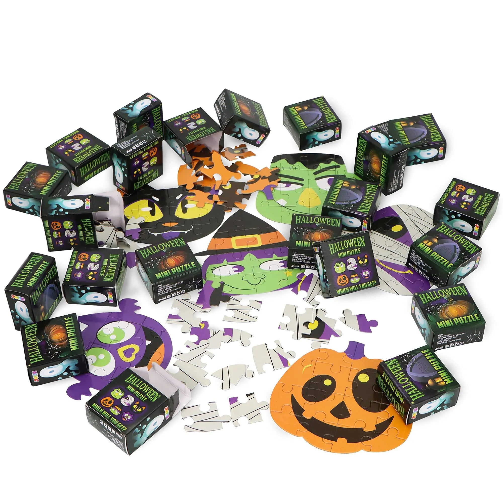 36-Piece Halloween Jigsaw Puzzle Set in Blind Boxes Featuring 6 Characters on Paper Board