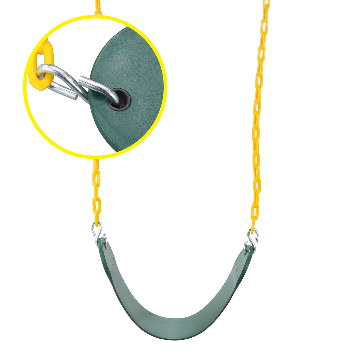 TURFEE Green Swing Seats with 66-Inch Chain, 2-Pack