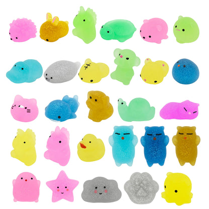 28-Piece Glitter Squishy Hearts Set with Valentine's Day Cards for Kids Classroom Exchange Gifts