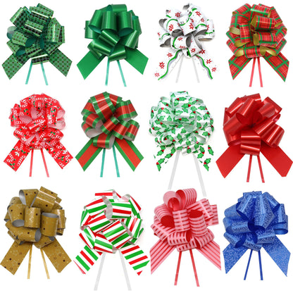 4.7-Inch Christmas Bows for Gift Wrapping, 24 Pack