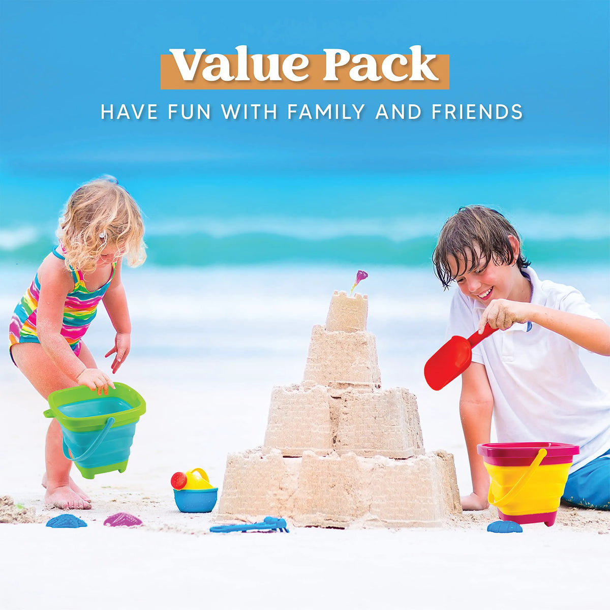 SLOOSH Foldable Sandbox Buckets (3 Pack)