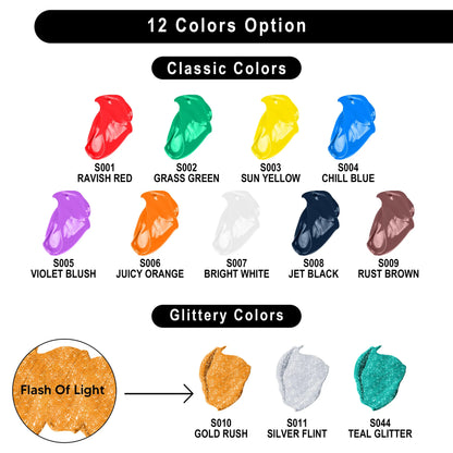 Washable Tempera Paint Set for Kids, 12 Pieces