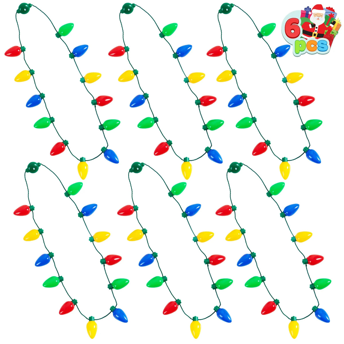 6-Pack Christmas Necklace with 12 Light Bulbs