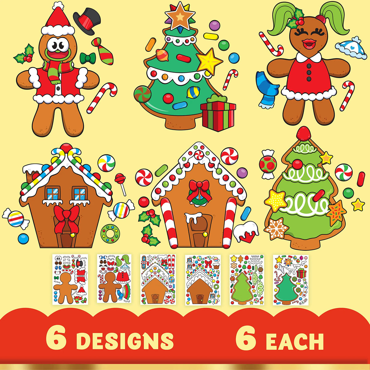 Make-a-Face Gingerbread Set with Trees, 36 Pieces
