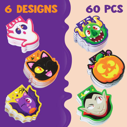 Halloween Spooky Characters Mini Notepad Set - 60 Pack