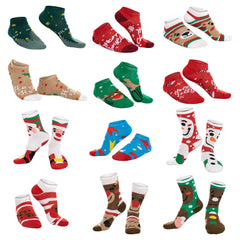 12 Days of Socks Advent Calendar (12 Pairs: Santa, Snowman, Reindeer, Gingerbread Man)