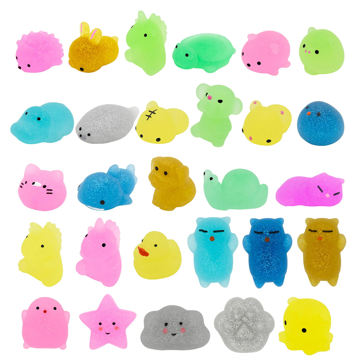 28-Piece Glitter Squishy Hearts Set with Valentine's Day Cards for Kids Classroom Exchange Gifts