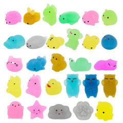 28-Piece Glitter Squishy Hearts Set with Valentine's Day Cards for Kids Classroom Exchange Gifts