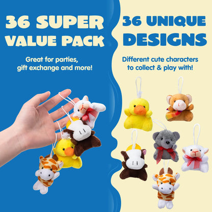 36-Piece Mini Plush Animal Toy Set (2.5-3 Inches, No Egg Shells)