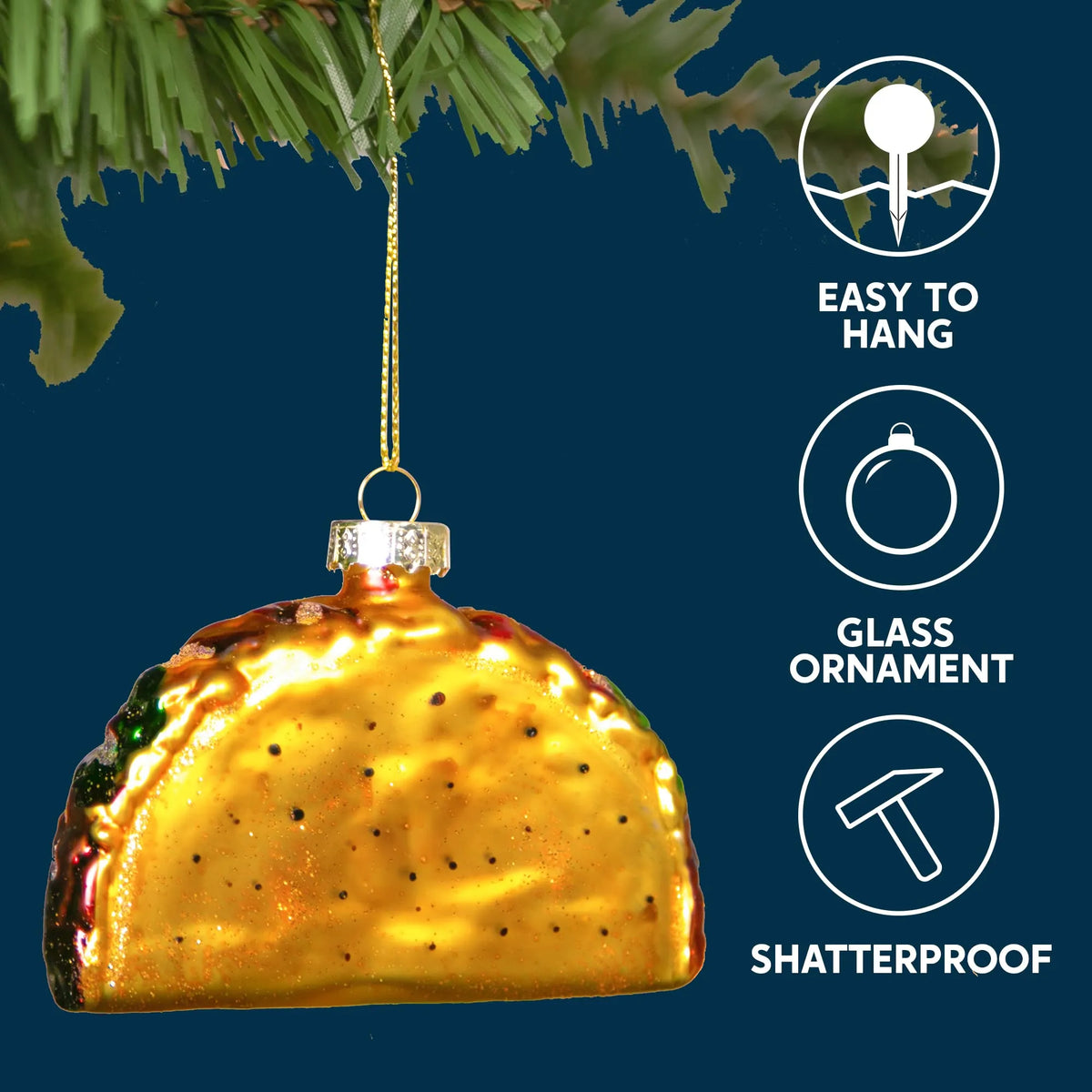 Christmas Glass Blown Ornament: Taco and Burrito Set