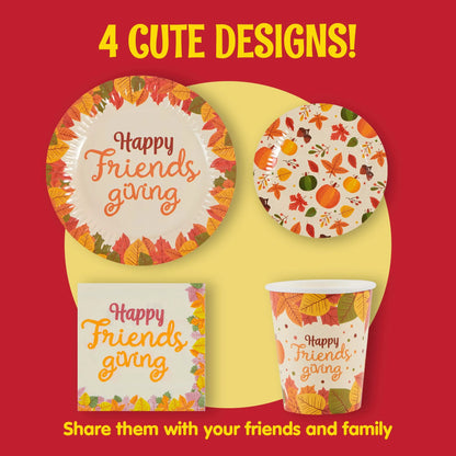 120-Piece Friendsgiving Disposable Dinnerware Set with Paper Plates and Napkins