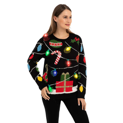 Women's Light-Up String Lights Ugly Sweater
