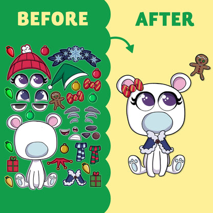 Make-a-Face Christmas Stickers, 6 Designs, 36 Pieces