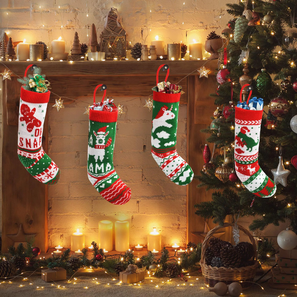4-Pack 18-Inch Christmas Stockings