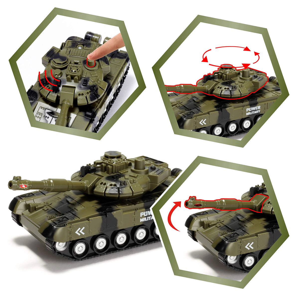 3-in-1 Friction-Powered Siren Military Vehicle Toy