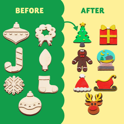 Christmas Wooden Magnet Painting Kit - Creative Arts & Crafts