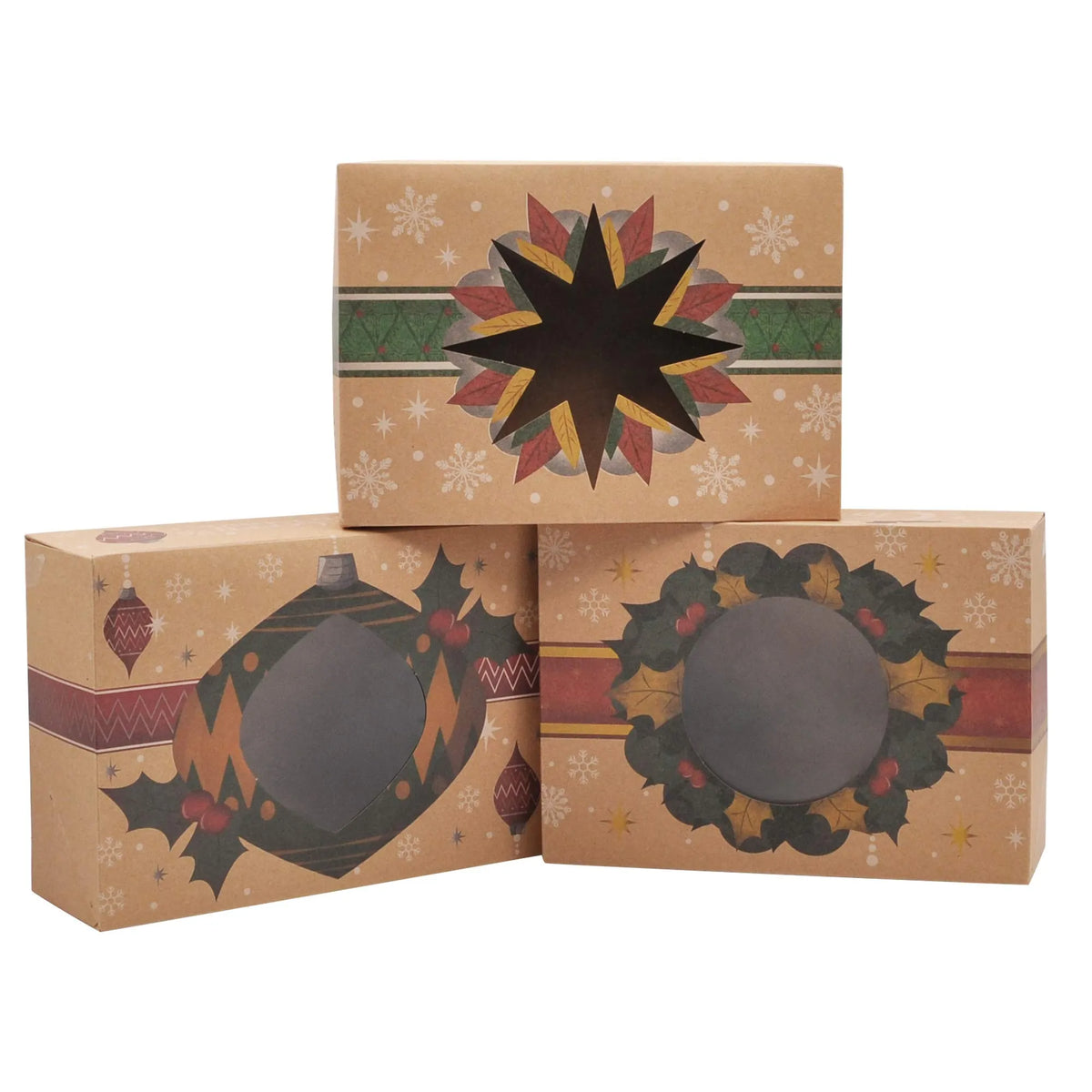 Kraft Christmas Cookie Boxes with Window, 24 Count