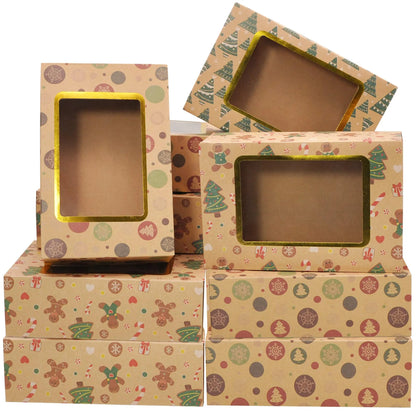 Christmas Foil Cookie Kraft Pattern Gift Box (24 Pcs)